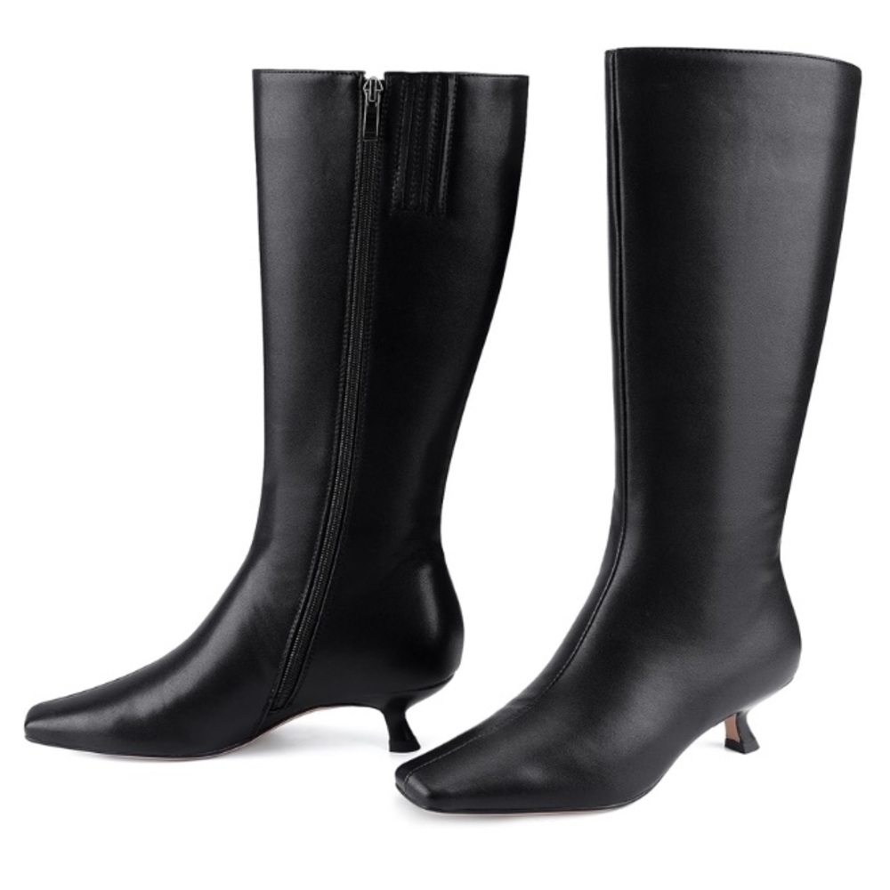 NEW Black Kitten Heel Boots - Picture 2 of 7